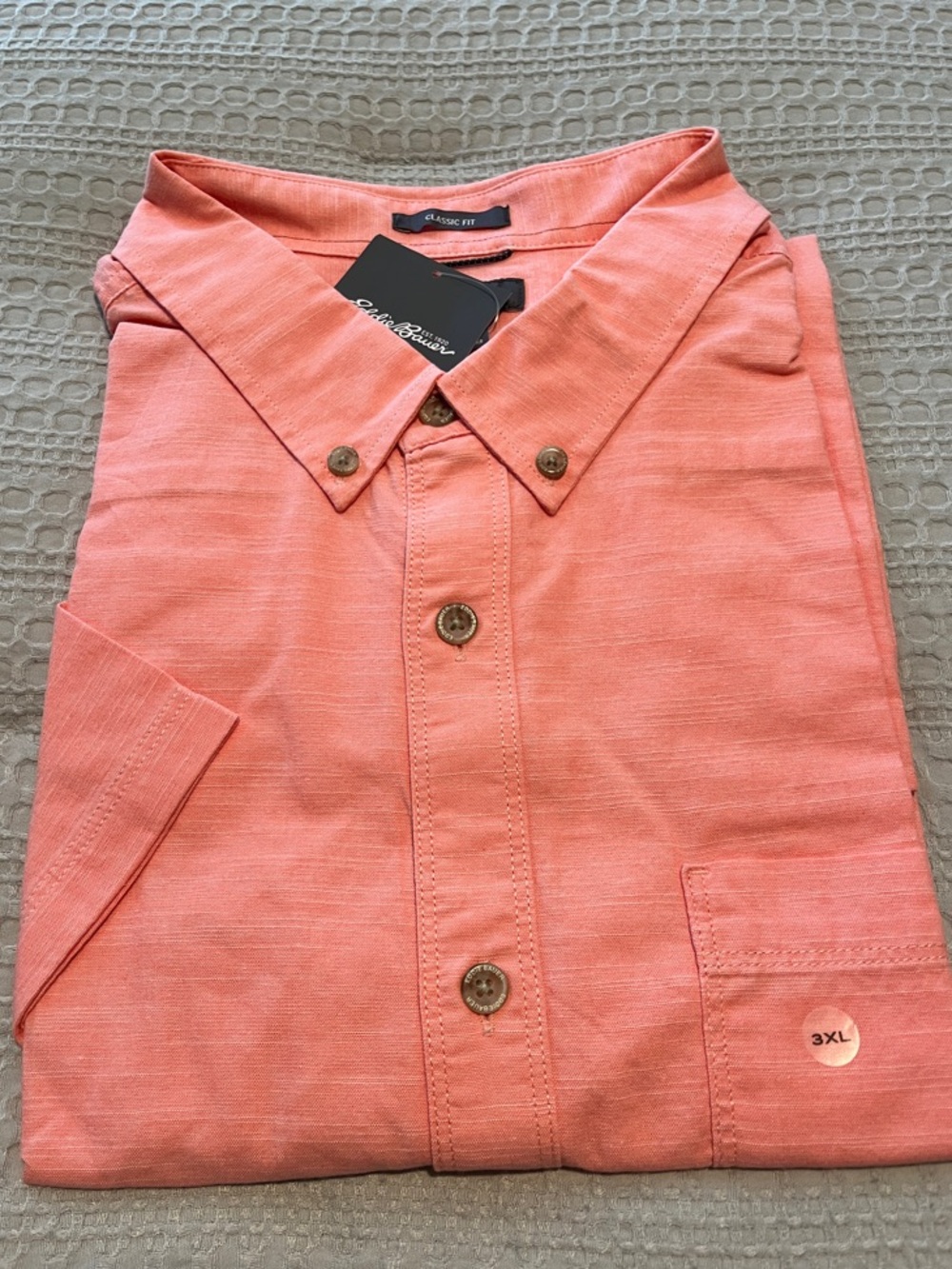 Eddie Bauer Men's Short-Sleeve Button-Down Shirt - Coral